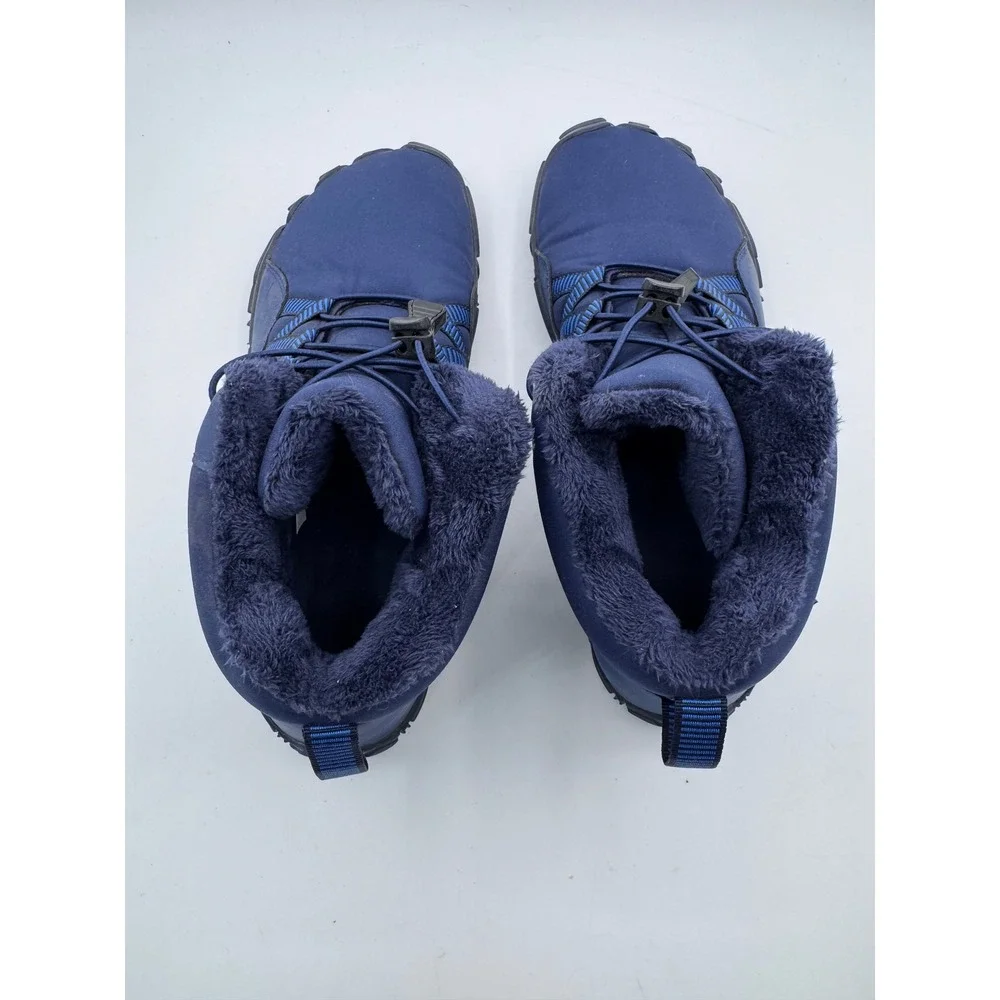 Size 43 Blue Barefoot Winter Ankle Boots Men's Faux‎ Fur Lined Minimalist Shoes